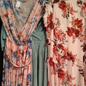 Floral Maxi Dress - Pink and Blue